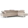 Image de Cotecosy   Canapé D'Angle Velours Taupe Avec Têtières Relevables   3 Places   Méridienne Gauche   Dimensions L260 X P163 X H72 Cm