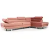 Image de MENZZO Canapé d'angle avec têtières relevables Alfa Velours Rose