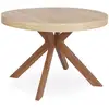 Image de Cotecosy   Table Ronde Extensible Vintage 110-260 Cm   3 Rallonges   Pied Central En Métal   Mdf Effet Bois   Pour 8-10 Couverts