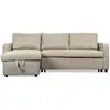 Image de Cotecosy   Canapé D'Angle Convertible 3 Places   Tissu Beige   Dimensions L220 X P146 X H88cm   Surface De Couchage 115 X 193,5cm   Rangement Intégré