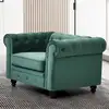 Image de Cotecosy - Grand Fauteuil Chesterfield Velours Vert