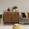Image de Cotecosy - Commode 2 Tiroirs Et 2 Portes Battantes Panara Chêne Clair