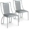 Image de MENZZO Lot de 2 chaises Catarina Velours Argent pieds Argent