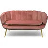 Image de Cotecosy - Canapé 2 Places Arrondi Brenda Velours Rose Pieds Or