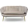 Image de Cotecosy - Canapé 2 Places Arrondi Brenda Velours Taupe Pieds Or