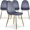 Image de MENZZO Lot de 4 chaises matelassées Norway Velours Argent