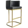 Image de MENZZO Chaise de bar Noellie Simili P.U. Noir Pieds Or