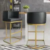 Image de Cotecosy - Chaise De Bar Noellie Simili P.u. Noir Pieds Or