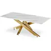 Image de MENZZO Table basse Naelle en Verre effet Marbre blanc et pieds Or