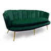 Image de Canapé 3 Places Arrondi Brenda Velours Vert Pieds Or