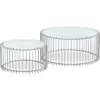 Image de MENZZO Ensemble de 2 tables basses rondes Universe Verre Blanc et Métal Gris