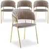 Image de MENZZO Lot de 4 chaises Tabata Velours Taupe