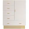 Image de MENZZO Buffet haut moderne 5 tiroirs et 1 porte Nestor Taupe clair et Or