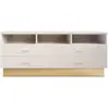Image de MENZZO Meuble TV moderne 4 tiroirs Nestor Taupe clair et Or