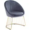 Image de MENZZO Chaise design avec dossier arrondi effet drapé Pralion Pied Or et Velours Gris