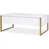 Image de MENZZO Table basse moderne Valmain 60x90cm Blanc et Métal Or