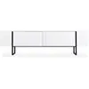 Image de MENZZO Meuble TV moderne avec 2 portes Valmain L180cm Blanc et Métal Noir