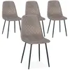 Image de MENZZO Lot de 4 chaises matelassées Norway Velours Taupe Pieds Noir