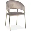 Image de MENZZO Lot de 8 chaises Tabata Métal Or et Velours Taupe