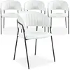 Image de MENZZO Lot de 4 chaises Tabata Métal Noir et Tissu bouclette Crème