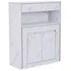 Image de MENZZO Console extensible avec rangement Fontano Effet marbre blanc