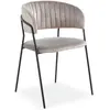 Image de MENZZO Lot de 8 chaises Tabata Métal Noir et Velours Taupe