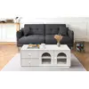 Image de MENZZO Table basse 60x100cm avec portes et tiroirs style naturel chic Volos Blanc texturé