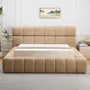 Image de MENZZO Lit-coffre avec rebords matelassés Challow 180x200cm Tissu Beige