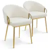 Image de MENZZO Lot de 2 chaises arrondies et matelassées Patricia Métal doré et Tissu Beige