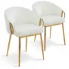 Image de MENZZO Lot de 2 chaises arrondies et matelassées Patricia Métal doré et Velours Crème
