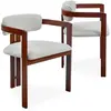 Image de MENZZO Lot de 2 chaises design Galilea Métal Effet bois foncé et Tissu Beige