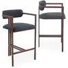 Image de MENZZO Lot de 2 chaises de bar design Galilea Métal Effet bois foncé et Tissu Anthracite