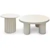 Image de MENZZO Ensemble de 2 tables basses rondes avec piètement style colonne Storia Crème