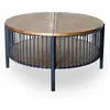 Image de MENZZO Table basse ronde avec rangement L84cm Curcuma Bois et Métal mareté Noir