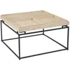 Image de MENZZO Table basse carrée avec plateau compartimenté réversible 80x80cm Duplix Effet Travertin Beige