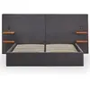 Image de MENZZO Lit-coffre complet avec tablettes et ports USB intégrés Lukas 140x190cm Tissu Gris