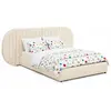 Image de MENZZO Lit coffre-complet avec tête de lit modulable Cocon 140x200cm Tissu Beige