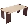 Image de Table Basse Au Design Art Déco Cezanne 60x120cm Effet Travertin Beige Et Bois Foncé