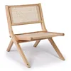 Image de Fauteuil Pliant Masdam Bois Massif Naturel Et Cannage En Rotin