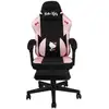 Image de Chaise gaming de bureau Konix Hello Kitty coussin lombaire mousse mémoire 0 150° avec repose-pied base classe 4 360° Noir/Rose - Neuf