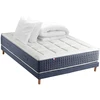 Image de Ensemble Matelas Hybride 7 Zones + Mémoire De Forme + Sommier King Style + Couette + Oreillers Fabriqué En France 140 X 190