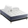 Image de Ensemble Matelas Hybride 7 Zones King Style Mémoire De Forme Sommier Couette Oreillers 140 X 190 Sommier Noir