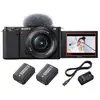 Image de Pack Vlogging hybride Sony ZV-E10 avec objectif E PZ 16-50mm f/3,5-5,6 OSS, batterie supplémentaire et chargeur de batterie - Neuf