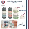 Image de BEABA Boîte de dosage de lait en poudre 4 compartiments empilables Coton blanc/vert sauge