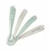 Image de Set De 4 Cuillères D'Initiation Beaba 16,7 Cm Silicone Velvet Gris / Sage Vert