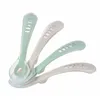 Image de Couverts Béaba Lot De 4 Cuillères Silicone 2ème ge 130 Mm Velours Gris & Vert Sauge