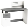 Image de Demeyere Bureau PLATON, blanc + gris, 121,5x55x110 cm, meuble de bureau, 1 tiroir, 1 armoire, sous bureau avec 1 étagère et 2 sangles de serrage