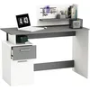 Image de M&s - Bureau Multimédia Plato Blanc Et Gris Foncé 122 Cm