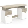 Image de Bureau avec rangement - PLATON - Chêne / Blanc mat - L134,8 x P55 x H76,4 cm - DEMEYRE