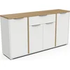 Image de ACCESS Buffet - 4 portes + 1 tiroir - Chêne Hamilton et blanc - 160,7 x 39,6 x 85,6 cm
